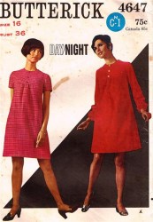 4647 1960S DAY=NIGHT SHORTER SS-LS DRESS PATTERN 12 32